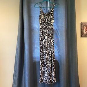 Loft brown and blue floral maxi dress